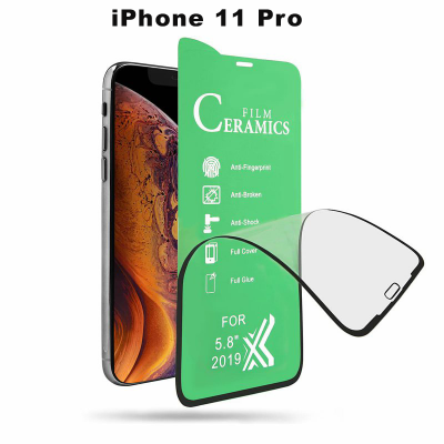 Folie Protectie ecran Apple iPhone 11 Pro, Ceramic Full Glue, transparenta Cu Margine Neagra